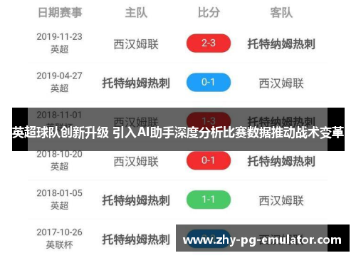 英超球队创新升级 引入AI助手深度分析比赛数据推动战术变革